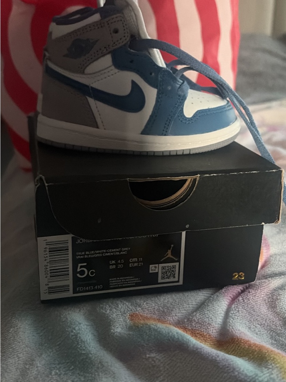 Jordan Kids High-Top Sneakers in Blue, Gray & White